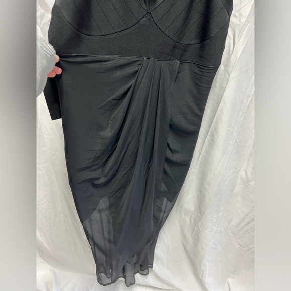 Bebe Bandage Dress v-neck Empire Waist Sleeveless Solid Black Womens Size XL - Picture 6 of 11